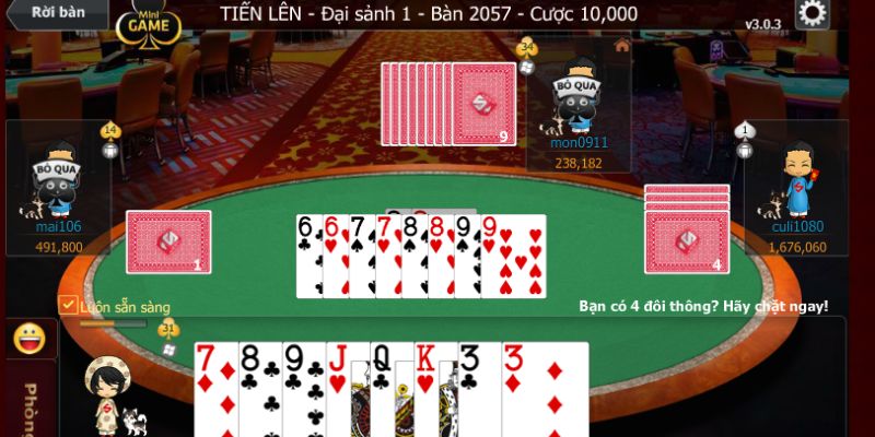 3 đôi thông chặt được gì trong quân heo, tứ quý